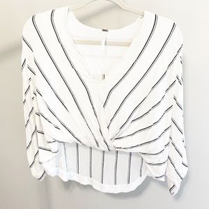 FREE PEOPLE B&W STRIPED CROP TOP